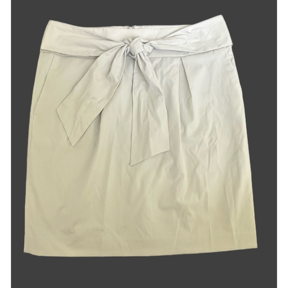 Banana Republic Cream Bow Waist Pencil Skirt Stretch Cotton Sz 10 NWT 745987-01
